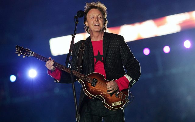 Singer Paul McCartney performs during the Super Bowl XXXIX halftime show at Alltel Stadium on February 6, 2005 in Jacksonville, Florida.